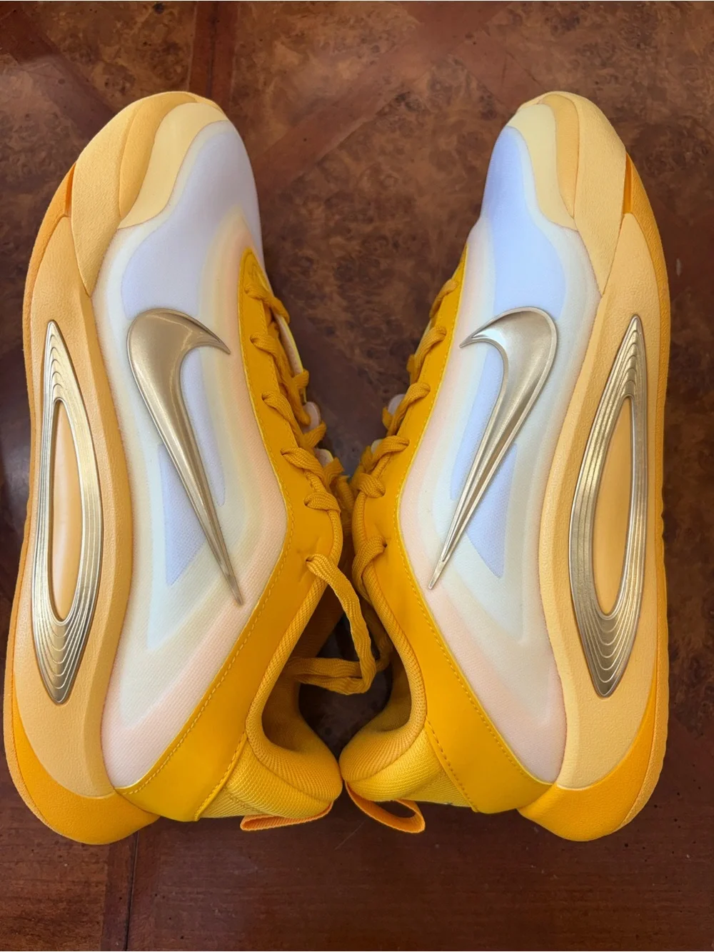 Nike Yellow, Gold and White A’One Low-Top Athletic Sneakers